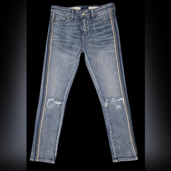 Anthropologie Pilcro Side Stripe Slim Boyfriend Jeans Light Mid Rise Sz 25/0 - Picture 2 of 13